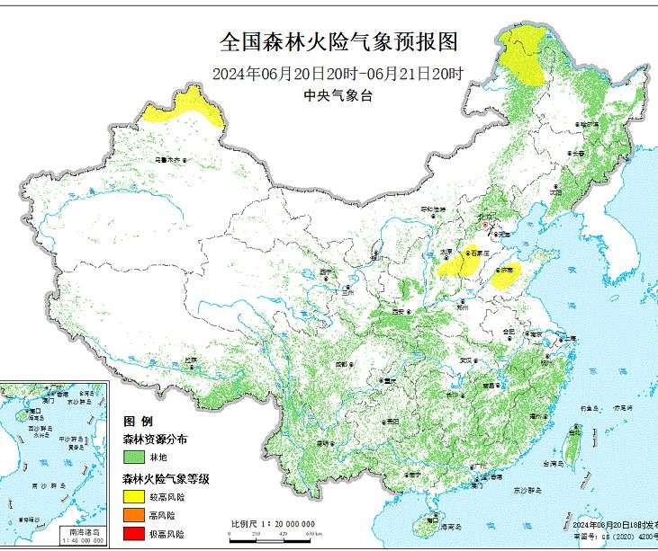 2024年6月21日森林火险气象预报：山西河北的部分地区森林火险气象等级较高